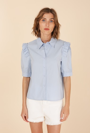 Wholesaler DAPHNEA - Short-sleeved shirt with ruffled shoulders