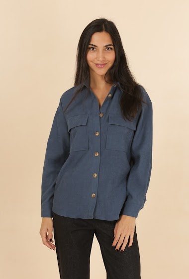 Wholesaler DAPHNEA - Plain thick cotton shirt