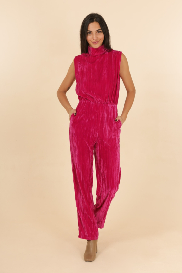 Wholesaler DAPHNEA - Velvet open back sleeveless jumpsuit