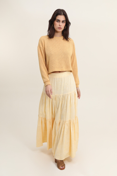 Wholesaler DAPHNEA - Long skirt with tone-on-tone pattern