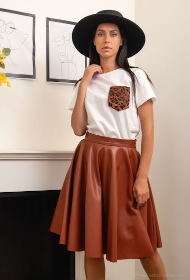 Wholesaler DAPHNEA - Fake leather midi skirt