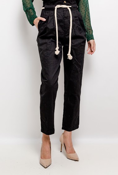 Grossiste DAPHNEA - Pantalon avec ceinture corde