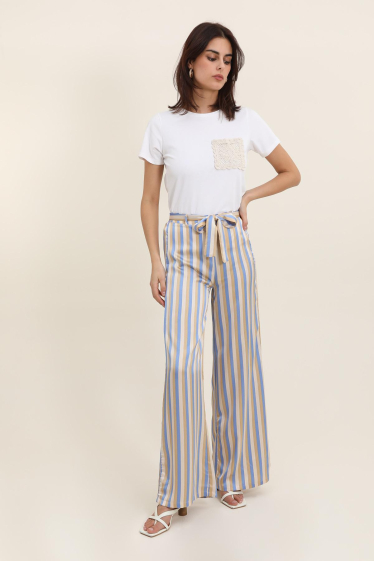 Wholesaler DAPHNEA - Striped Satin Trousers