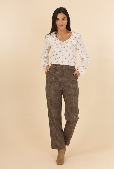 Wholesaler DAPHNEA - Prince of Wales check tailored trousers