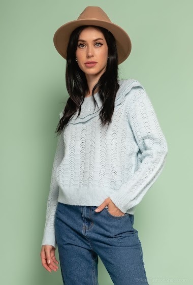 Wholesaler DAPHNEA - Texturized knit jumper with ruffles
