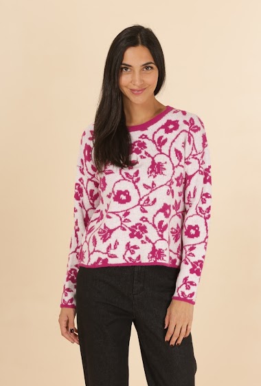 Wholesaler DAPHNEA - Two-tone floral sweater