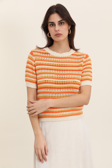 Wholesaler DAPHNEA - TRICOLOR KNITTED SWEATER