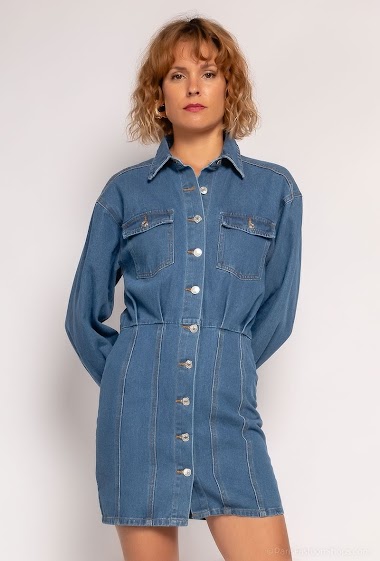 Grossiste DAPHNEA - Robe chemise en jean