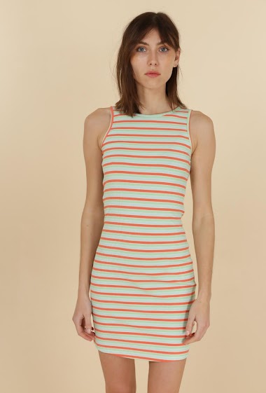 Wholesaler DAPHNEA - Tricolor striped tank dress