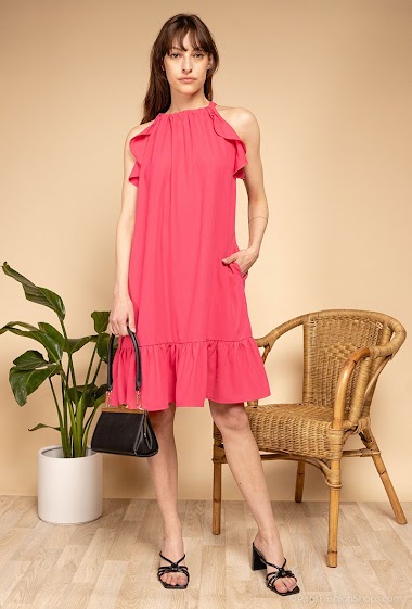 Wholesaler DAPHNEA - Ruffled sleeveless dress