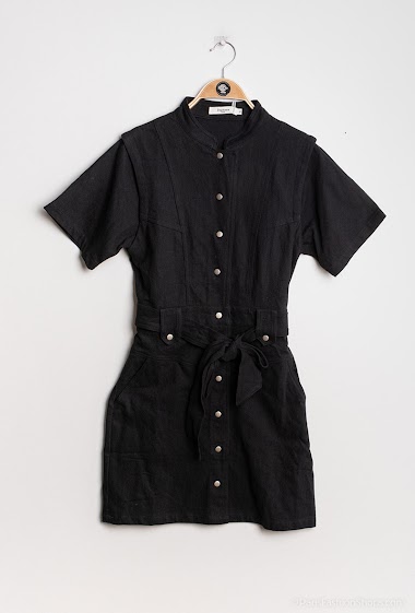 Wholesaler DAPHNEA - Jean shirt dress with yokes