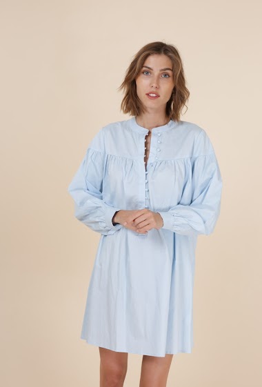Wholesaler DAPHNEA - Long-sleeved shirt dress with buttoned collar