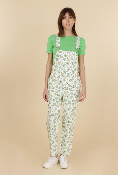 Cotton dungarees with all-over flower print