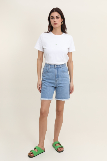 Wholesaler DAPHNEA - Denim Shorts Jumpsuit