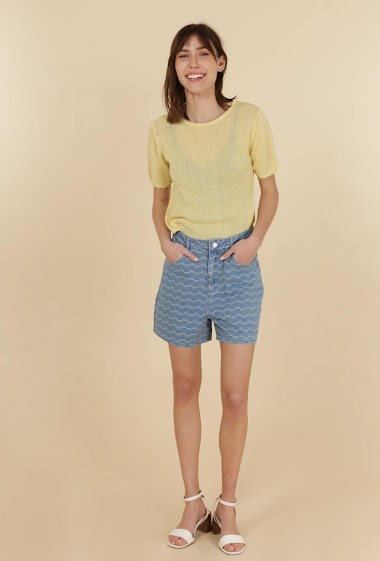 Wholesaler DAPHNEA - Graphic pattern denim shorts