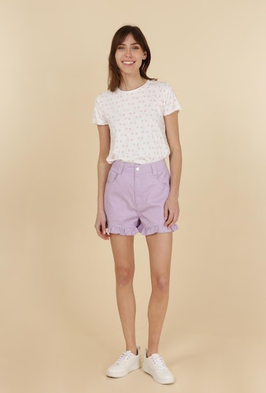 Wholesaler DAPHNEA - Plain ruffled shorts
