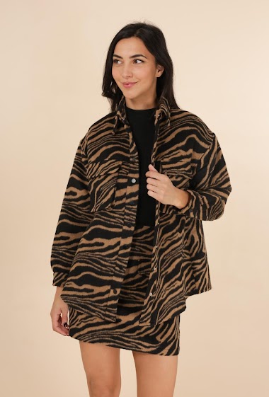 Wholesaler DAPHNEA - Zebra woolen overshirt