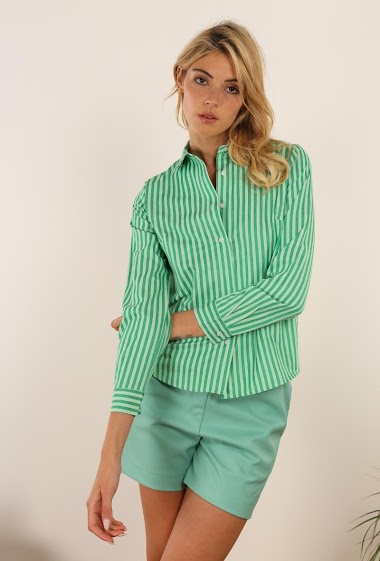 Wholesaler DAPHNEA - Two-tone striped long-sleeved shirt