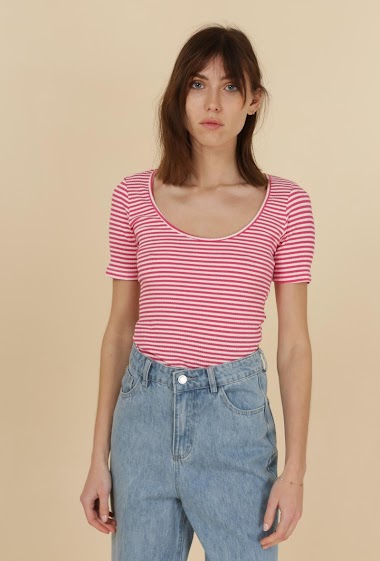 Wholesaler DAPHNEA - Bicolor stripes T-shirt