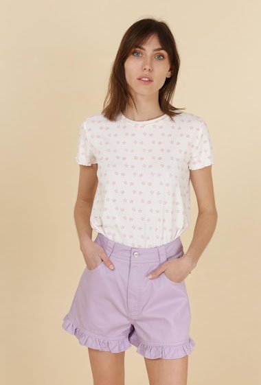 Wholesaler DAPHNEA - T-shirt with daisy flower print