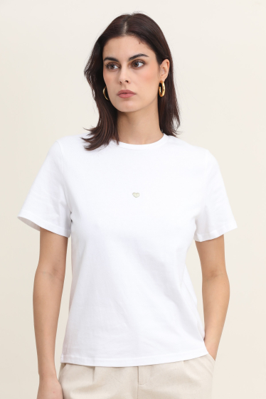 Wholesaler DAPHNEA - Plain Round Neck Cotton Tshirt