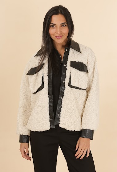 Wholesaler DAPHNEA - Faux bias fleece jacket