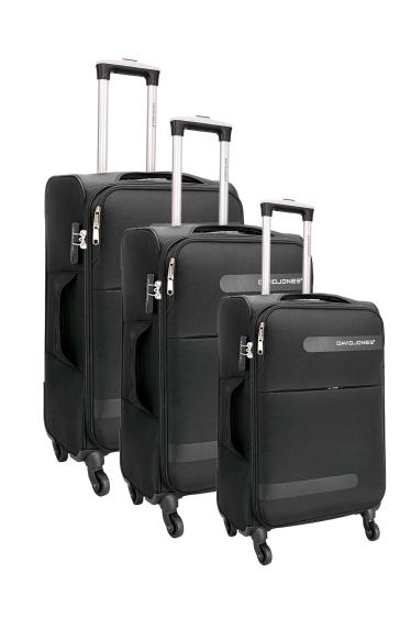 Wholesaler David Jones - David Jones BA5049 Set of 3 Nylon Textile Trolley Suitcases