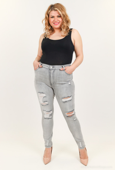 Wholesaler Daysie - High-waisted ripped jeans