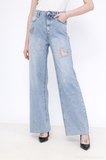 Wholesaler Daysie - Straight jeans with rhinestones