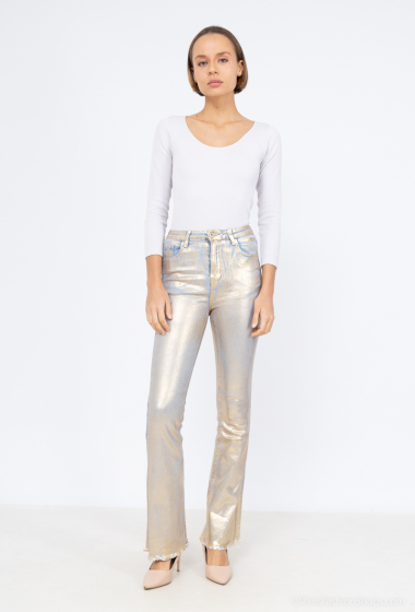 Wholesaler Daysie - FLARED AND HIGH-WAIST JEANS WITH METALLIC EFFECT
