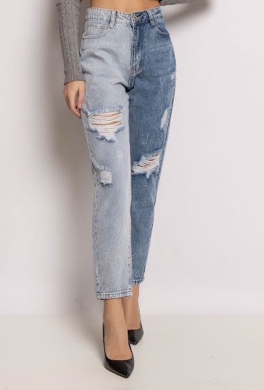 Wholesaler Daysie - Ripped bicolored mom jeans
