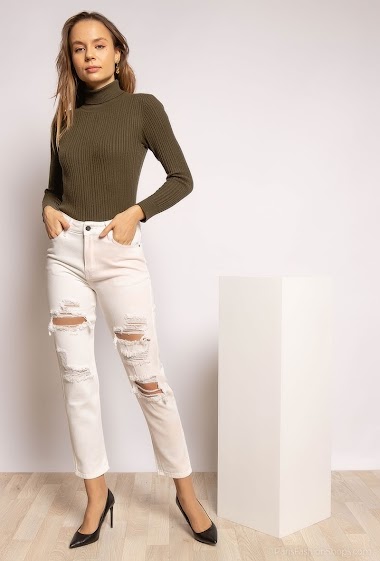 Wholesaler Daysie - Bicolored ripped mom jeans