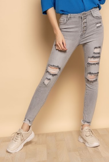 Mayorista Daysie - Jeans slim rotos con bordes sin rematar