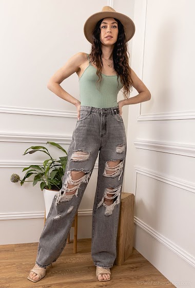 Wholesaler Daysie - Ripped wide leg jeans
