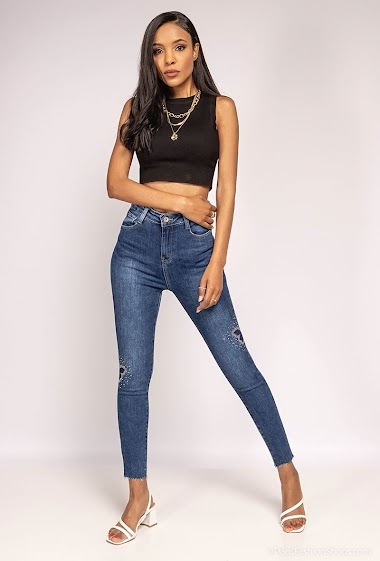 Grossiste Daysie - Jeans skinny à strass