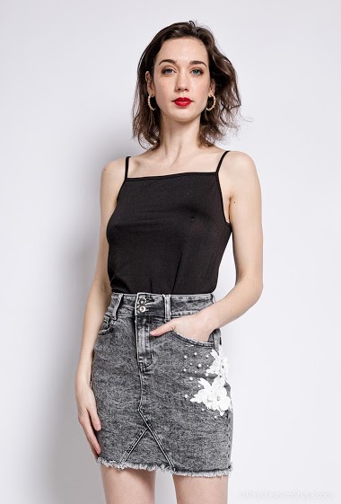 Wholesaler Daysie - Denim skirt with lace