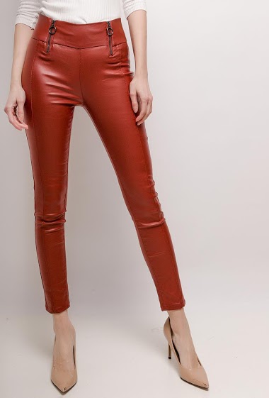 Fake leather leggings with zips