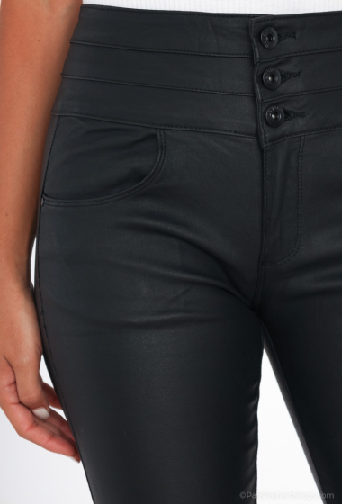 Wholesaler Daysie - High waist leather pants with 3 buttons