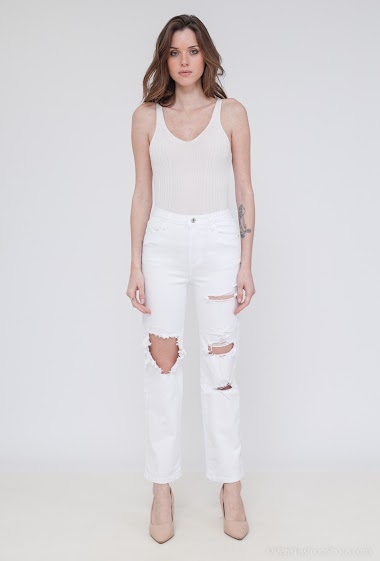 Wholesaler Daysie - High waisted ripped wide leg pants