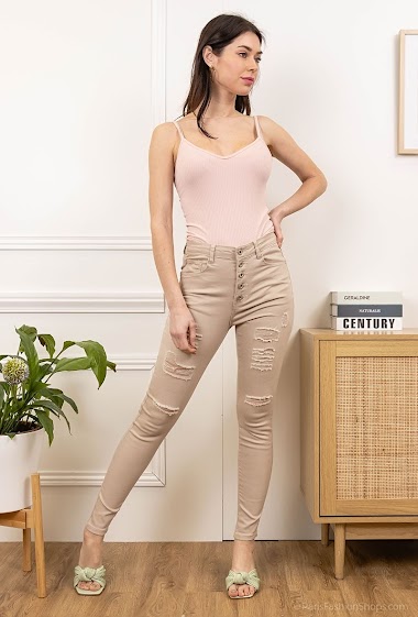 Wholesaler Daysie - Skinny pants with buttons Ripped