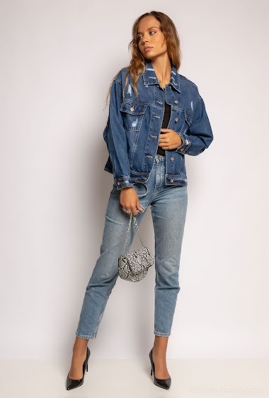 Wholesaler Daysie - Ripped jean jacket with teddy bear