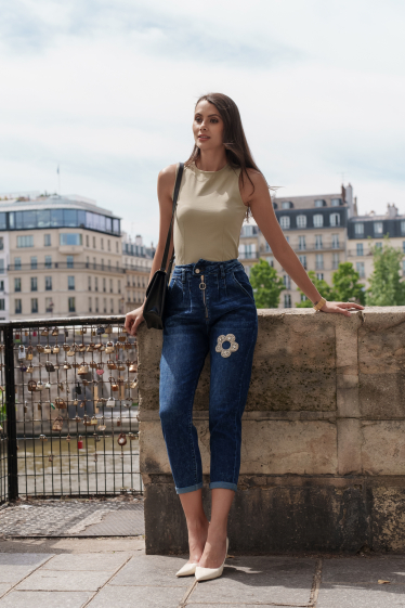 Wholesaler DENIM LIFE - Stretch baggy jeans with cuffs