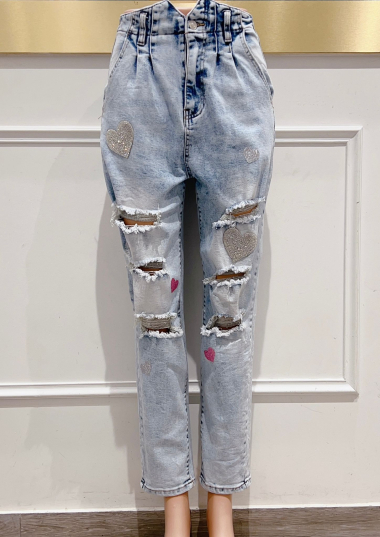 Wholesaler DENIM LIFE - Ripped stretch baggy jeans
