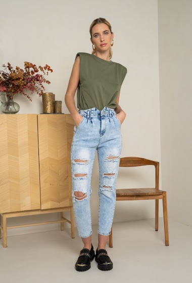 Wholesalers DENIM LIFE - Ripped stretch baggy jeans