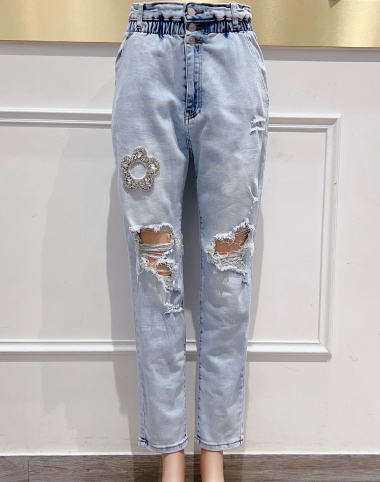 Wholesaler DENIM LIFE - Stretch baggy jeans, elastic waist