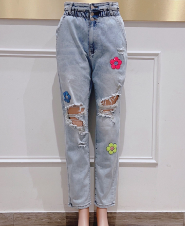 Großhändler DENIM LIFE - Stretch Baggy-Jeans, elastischer Bund