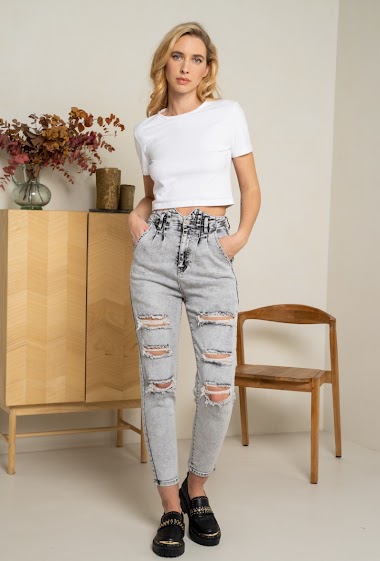 Wholesalers DENIM LIFE - Ripped stretch baggy jeans