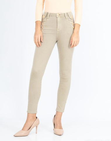 Wholesaler DENIM LIFE - Skinny stretch jeans with gold buttons