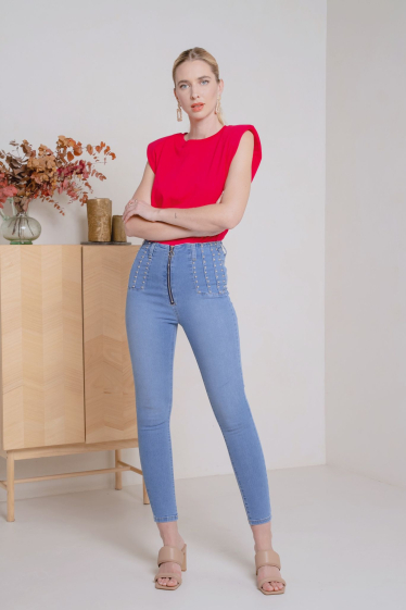 Wholesaler DENIM LIFE - Stretch skinny jeans with stud