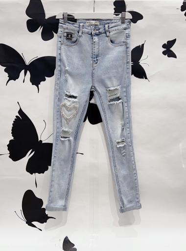 Großhändler DENIM LIFE - Zerrissene, dünne Stretch-Push-Up-Jeans in Übergröße